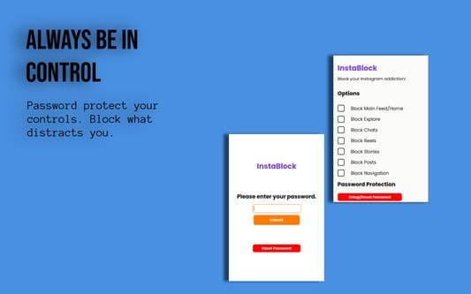 Instagram with feed blocked by InstaBlocker