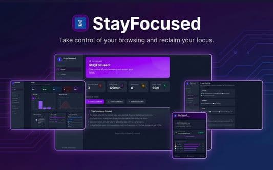 StayFocused landing page with feature overview
